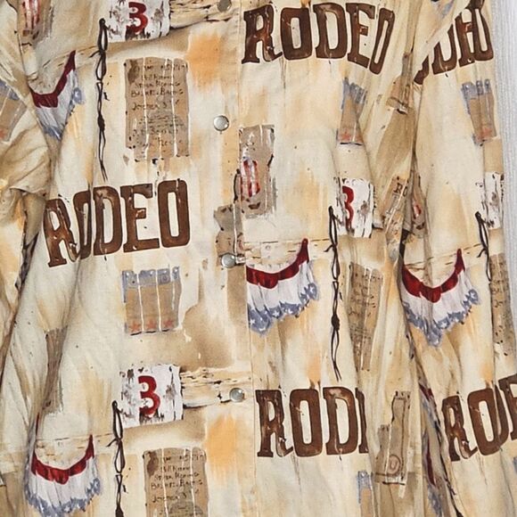 Western Cowboy Patriotic Rodeo Keyhole Neckline Snap Closure Long Sleeve Shirt - Picture 2 of 14